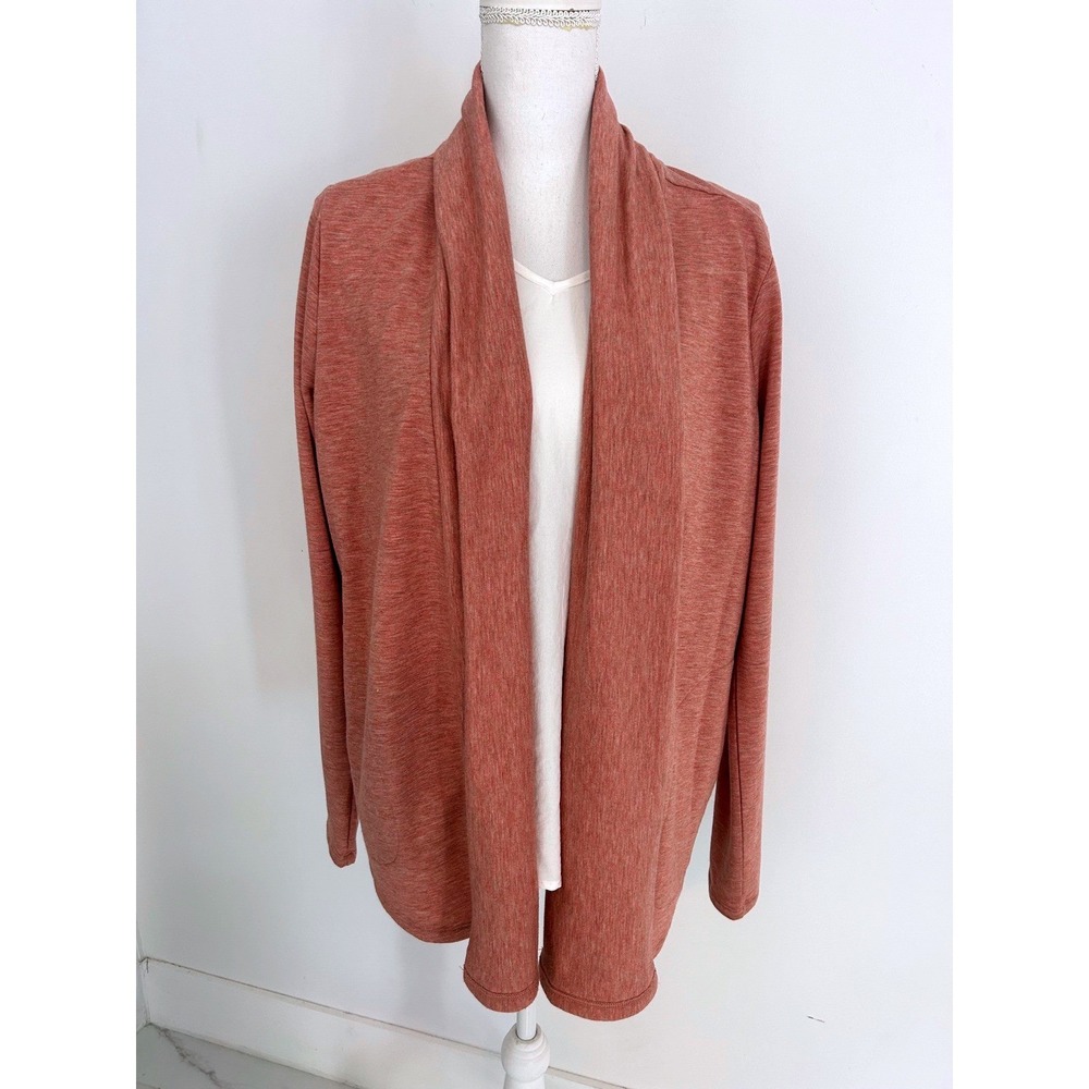 Jockey Womens Heathered Rose Pink Open Front Shawl Collar Cardigan Pockets M